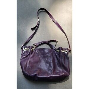 Michael by Michael Kors Purse Purple Leather Chain Shoulder Bag Top Handle